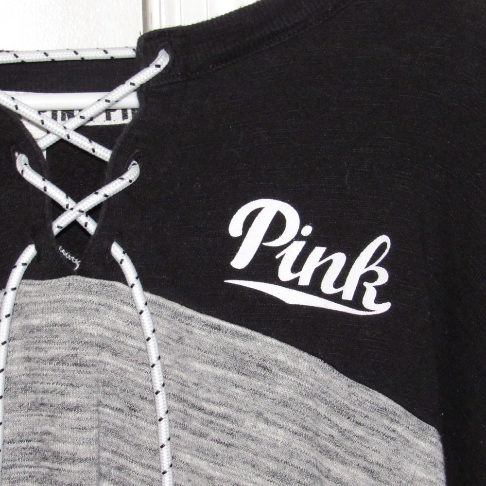 PINK Crew Neck with Laces and Stripes